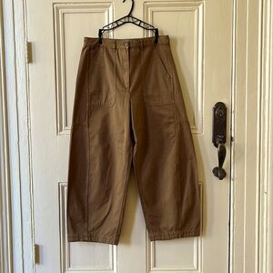 ME+EM cotton tapered leg pant in khaki brown